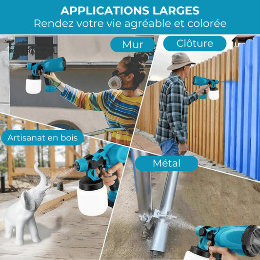SPRAYGO™ Pistolet à Peinture Électrique Sans Fil 1000ml (+ 2 Batteries et Chargeur)