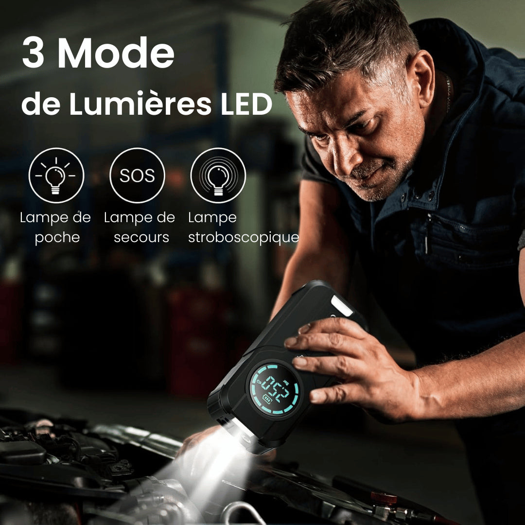 JUMPCAR™ Démarreur de Batterie de Voiture Avec Compresseur d'Air (4 en 1)