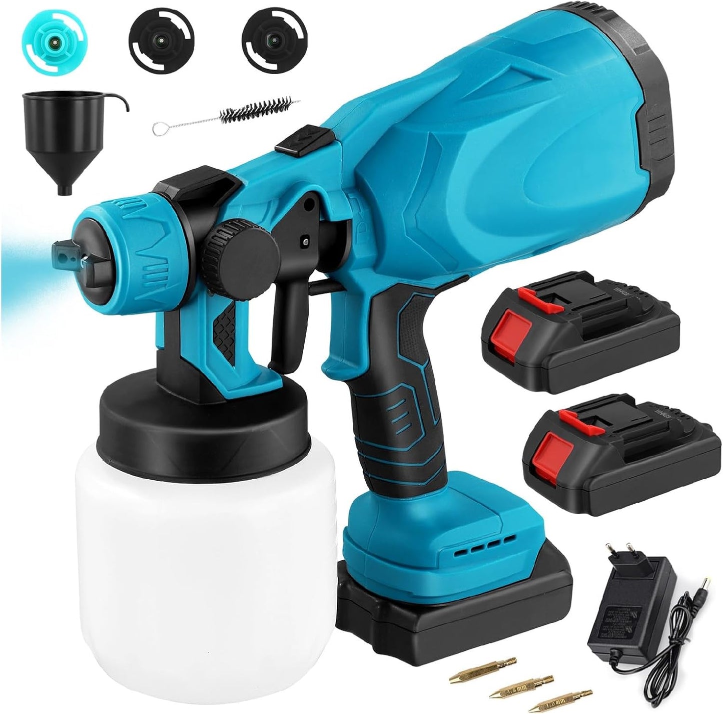 SPRAYGO™ Pistolet à Peinture Électrique Sans Fil 1000ml (+ 2 Batteries et Chargeur)