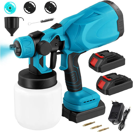 SPRAYGO™ Pistolet à Peinture Électrique Sans Fil 1000ml (+ 2 Batteries et Chargeur)