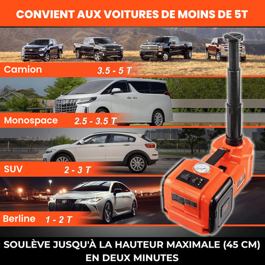 VEVOK™ Cric Électrique de Voiture 5 Tonnes avec Clé à Chocs Gonfleur