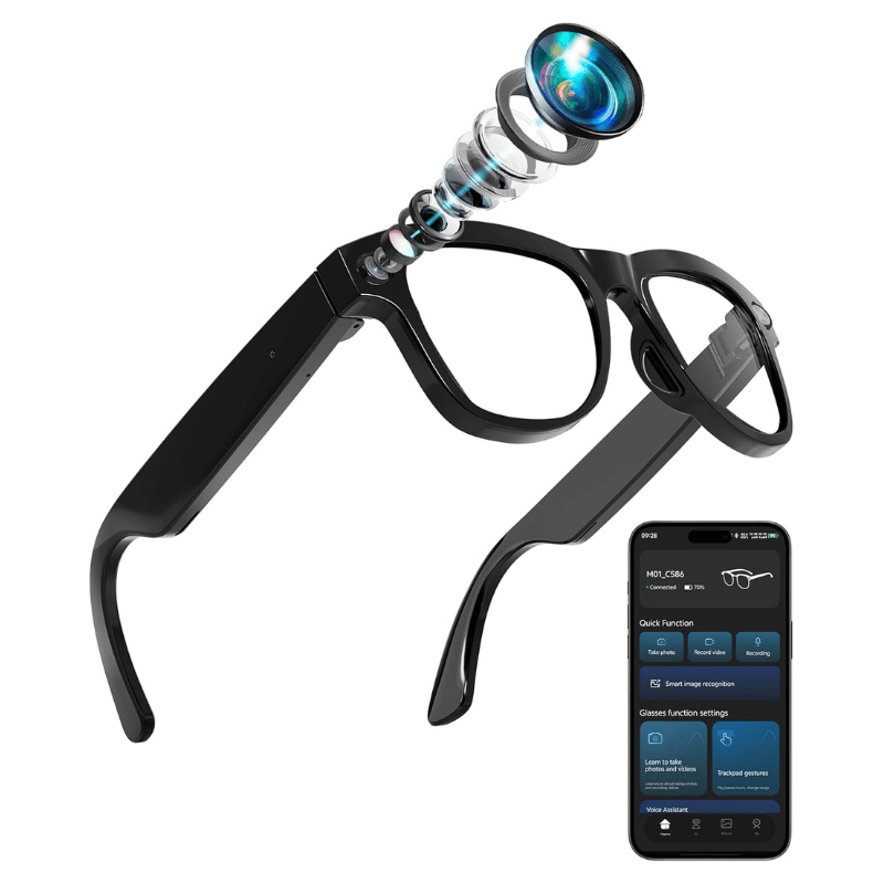 LUNCAM™  Lunettes Intelligentes 4 en 1 Avec Enregistrement Vidéo, Traduction Vocale En Temps Réel et Écouteurs Intégrés