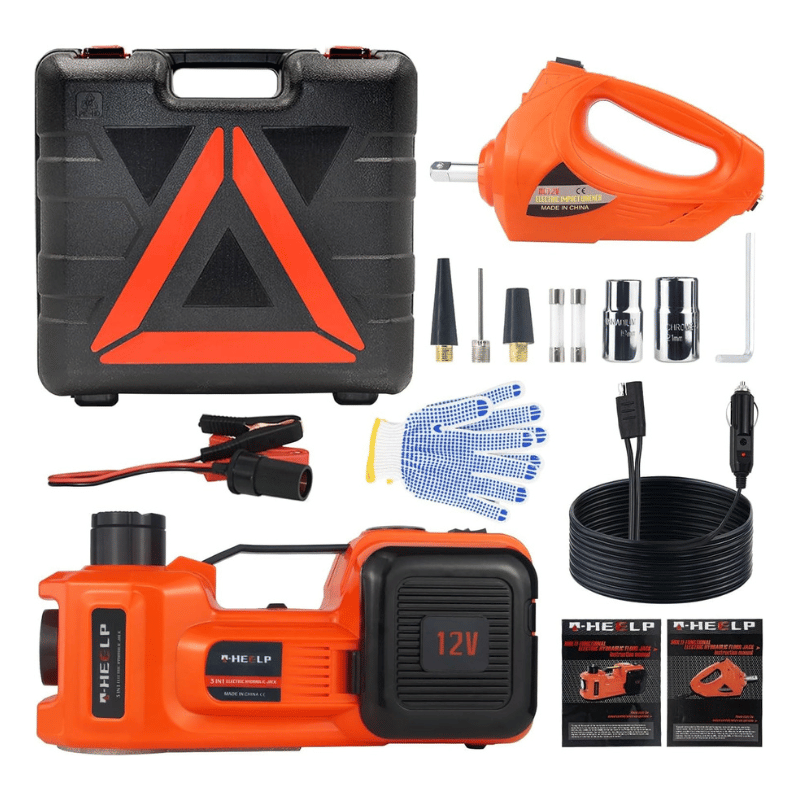 VEVOK™ Cric Électrique de Voiture 5 Tonnes avec Clé à Chocs Gonfleur