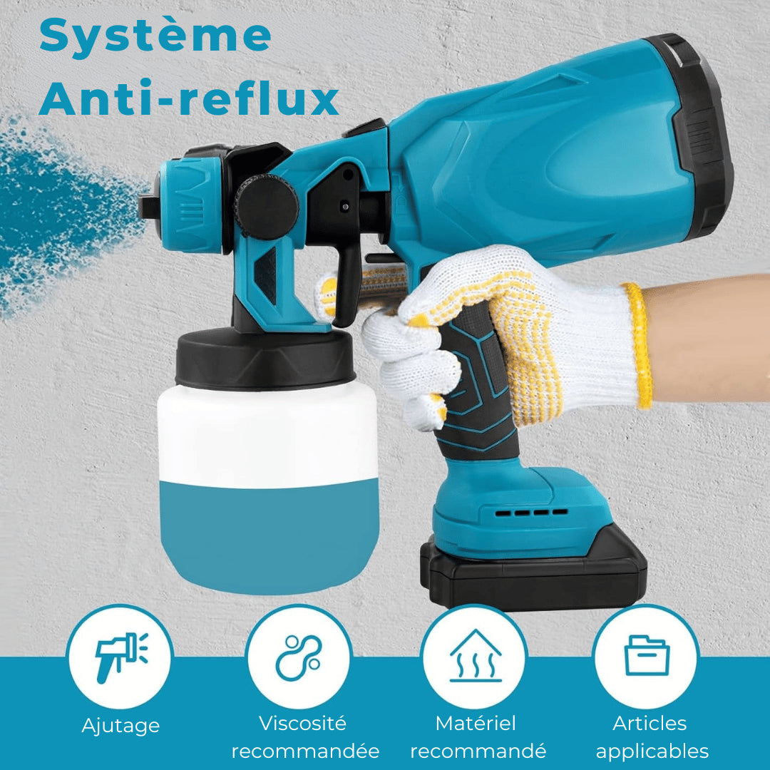SPRAYGO™ Pistolet à Peinture Électrique Sans Fil 1000ml (+ 2 Batteries et Chargeur)