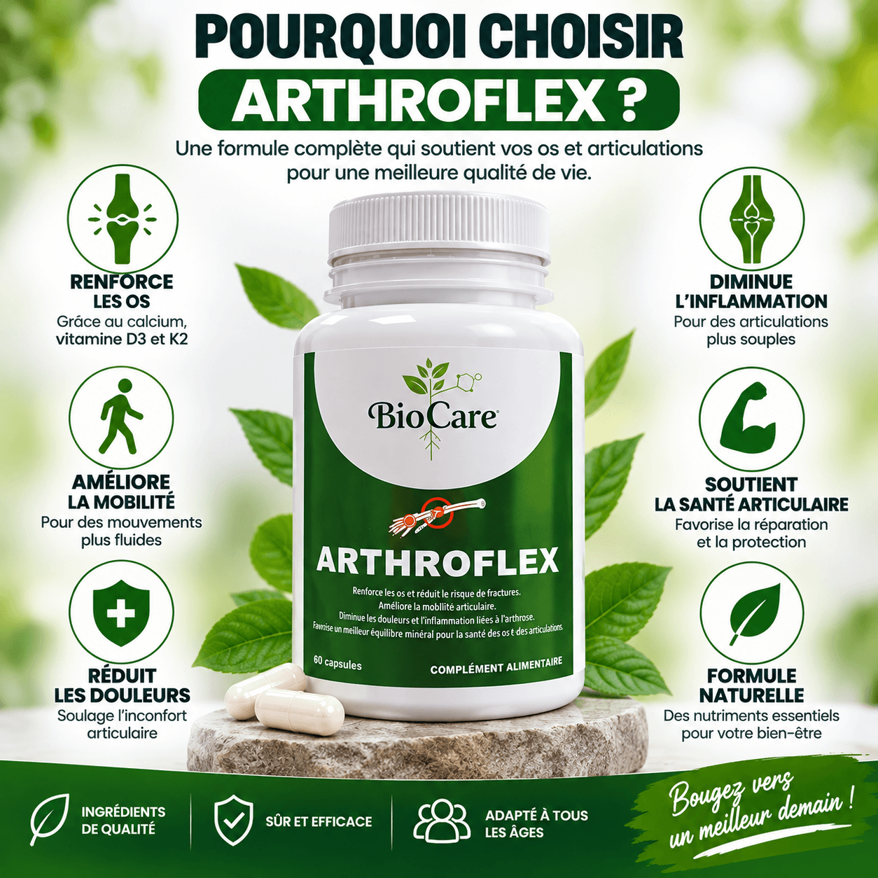 ArthroFlex™ Capsules pour l'inflammation et les Douleurs Articulaires - (60 Capsules)