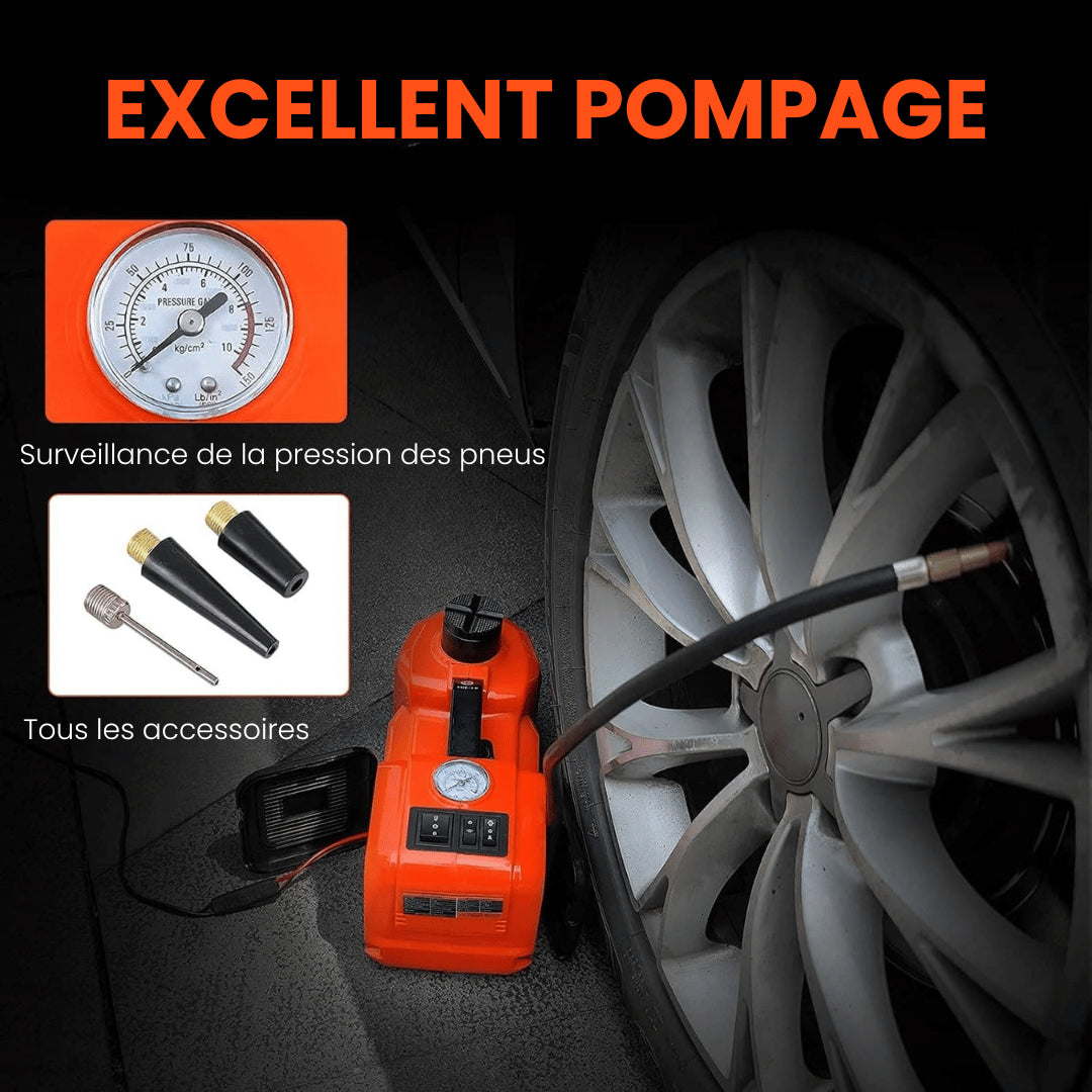 VEVOK™ Cric Électrique de Voiture 5 Tonnes avec Clé à Chocs Gonfleur