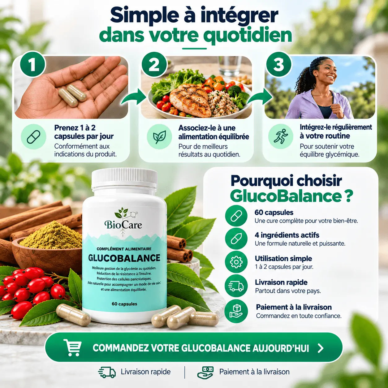 GlucoBalance™  Capsules Pour Soutenir l’Équilibre Glycémique – (60 Capsules)