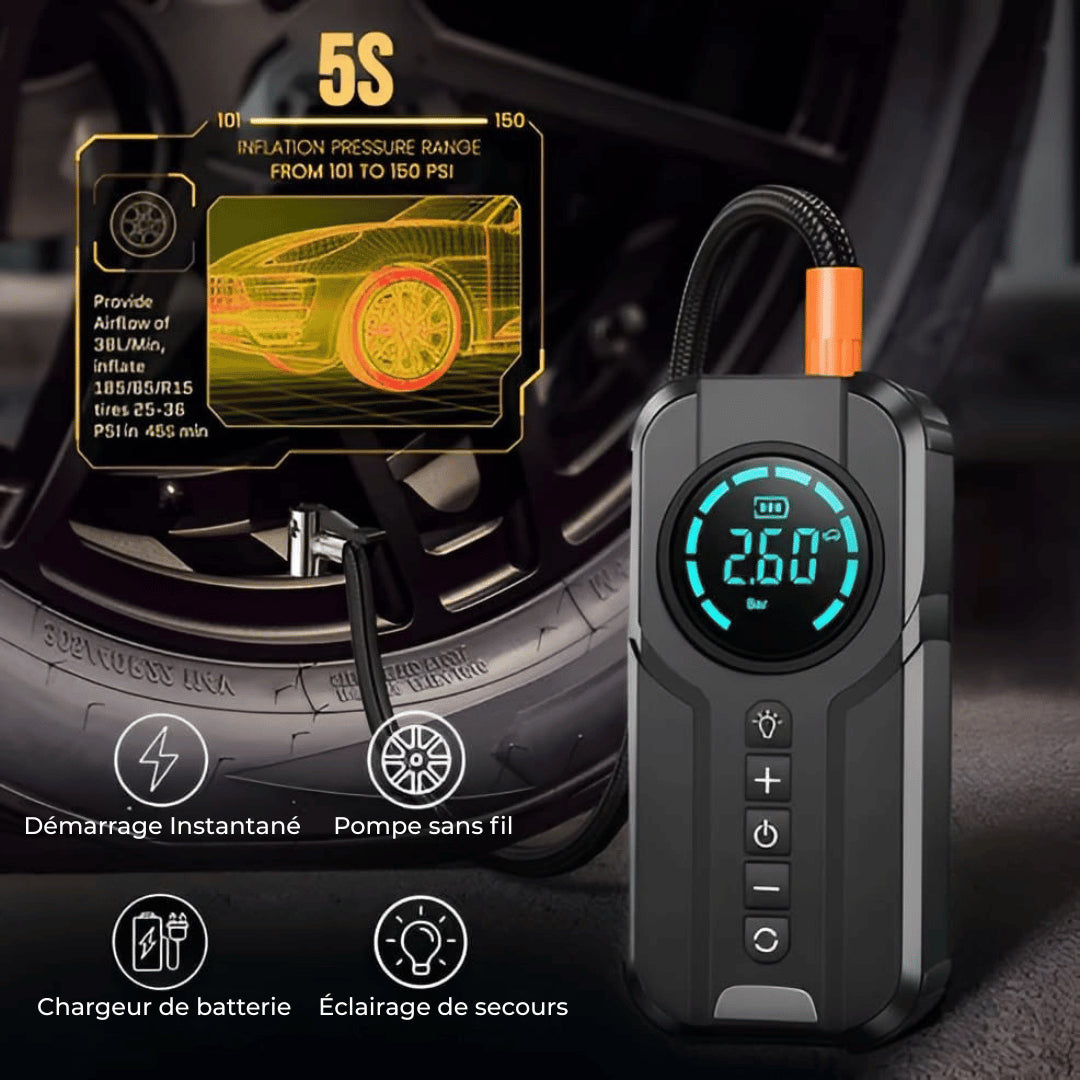 JUMPCAR™ Démarreur de Batterie de Voiture Avec Compresseur d'Air (4 en 1)