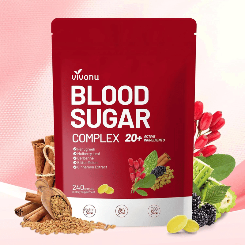 VIVONU™ Complément Alimentaire Pour la Glycémie Avec 20 Plantes et Vitamines - 240 Capsules